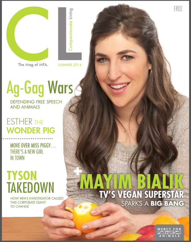 Mayim  Bialik on Cover of Compassionate Living Magazine's Summer 2014 Issue